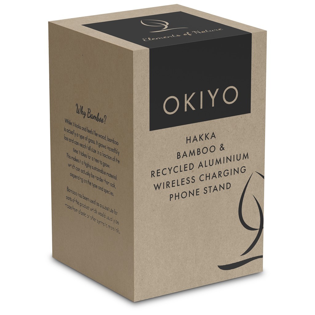 Okiyo Hakka Bamboo & Recycled Aluminium Wireless Charging Phone Stand