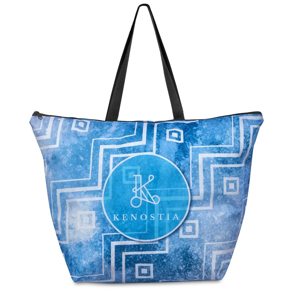 Pre-Printed Sample Hoppla Skyline Recycled PET Stitch-Bond Shopper With Zip