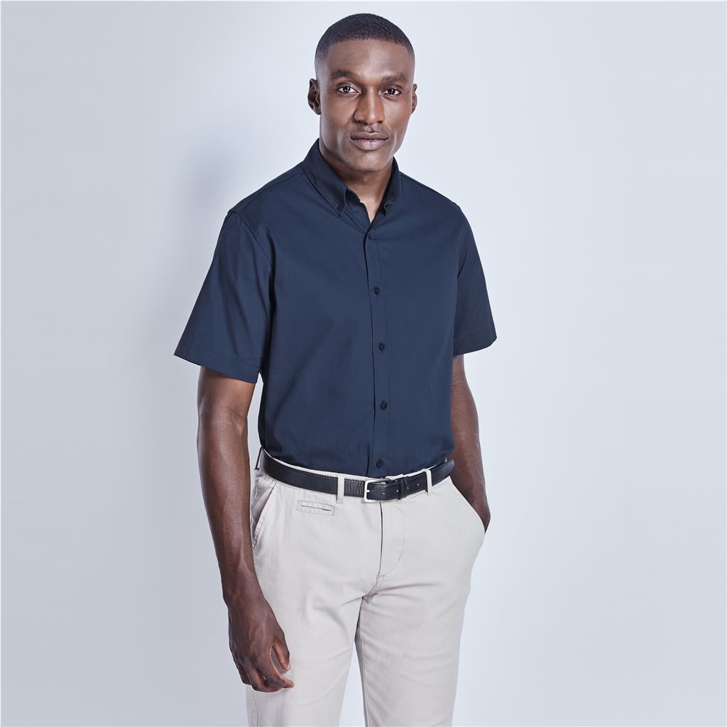 Mens Short Sleeve Brushed Cotton Twill Moderna Shirt