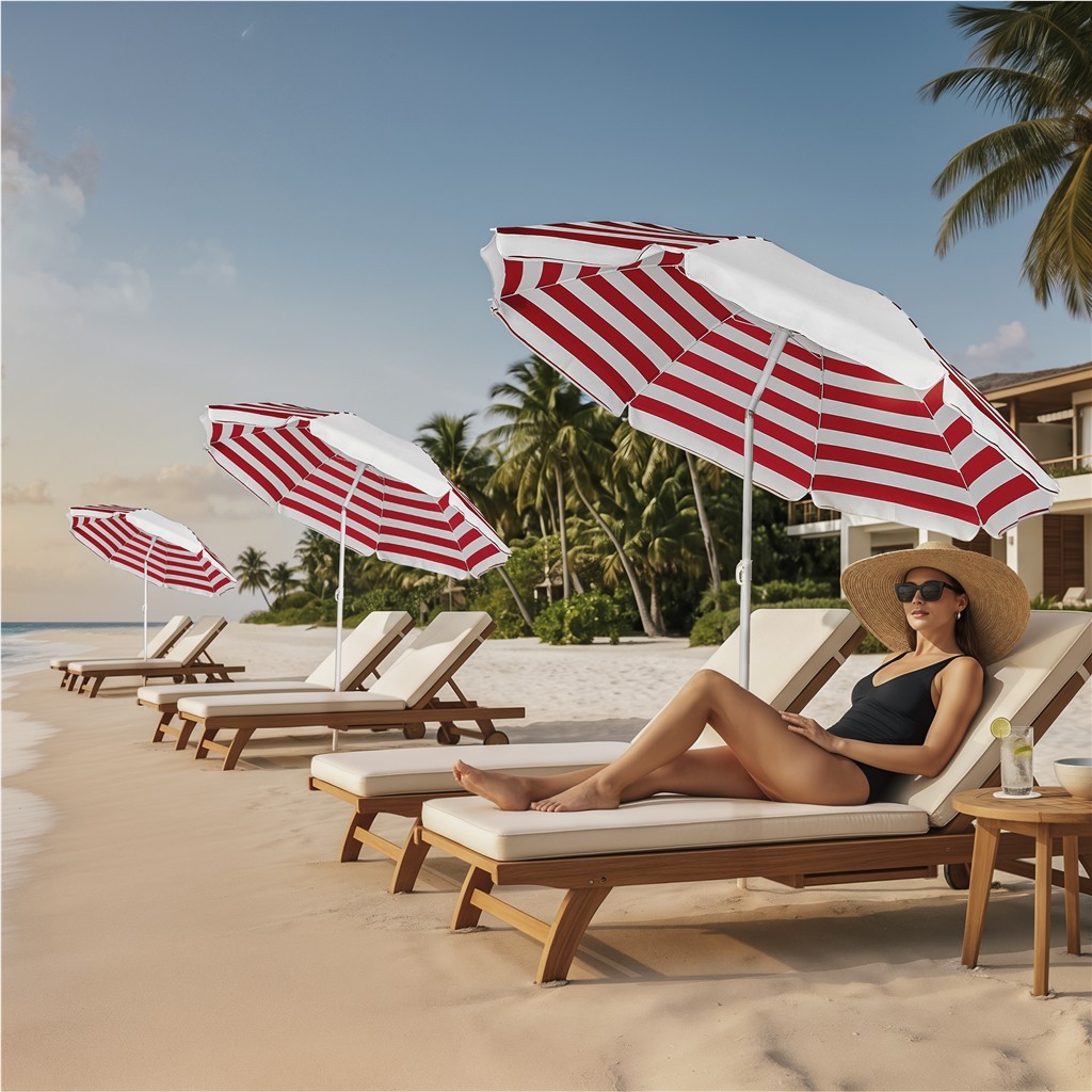 Serendipio Tanereef Stripe Beach Umbrella