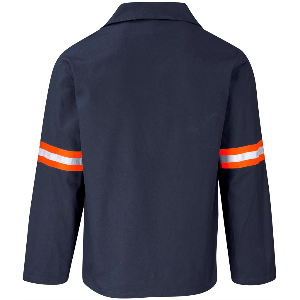 Artisan Premium 100% Cotton Jacket - Reflective Arms - Orange Tape - Navy