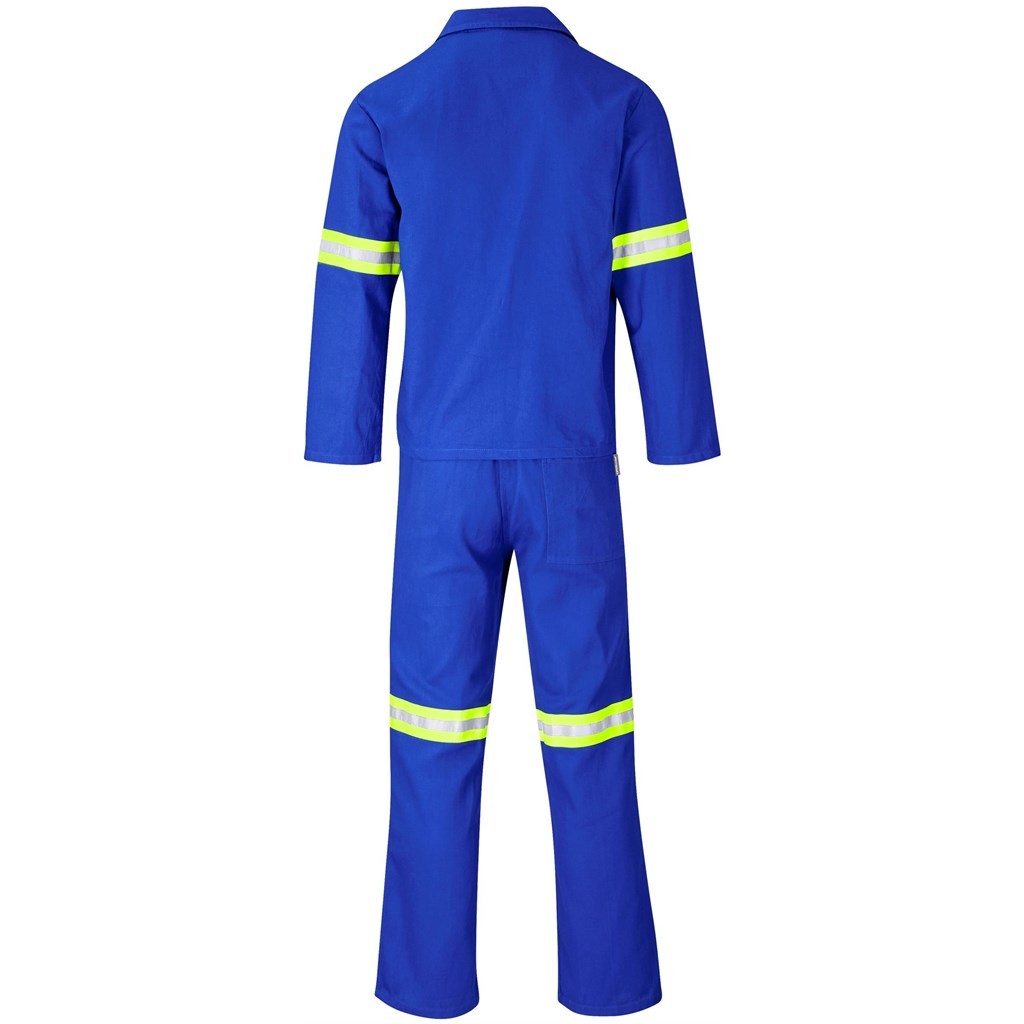 Technician 100% Cotton Conti Suit - Reflective Arms & Legs - Yellow Tape - Royal Blue