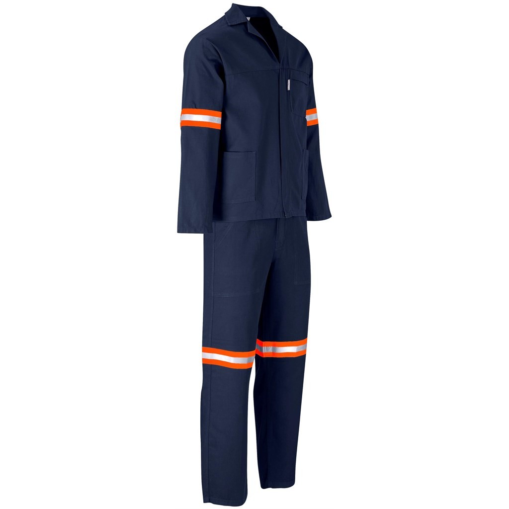 Technician 100% Cotton Conti Suit - Reflective Arms & Legs - Orange Tape - Navy