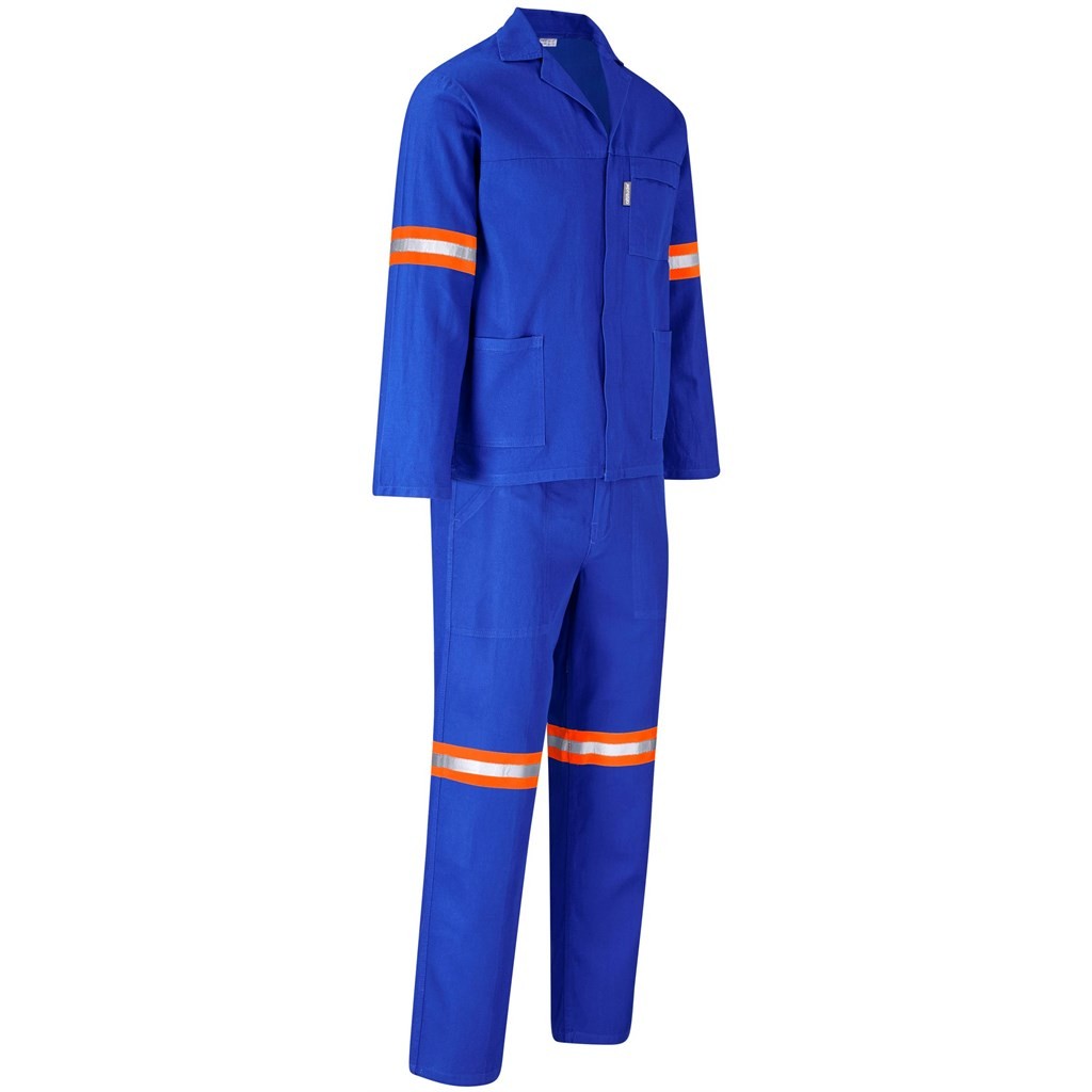 Technician 100% Cotton Conti Suit - Reflective Arms, Legs & Back - Orange Tape - Royal Blue