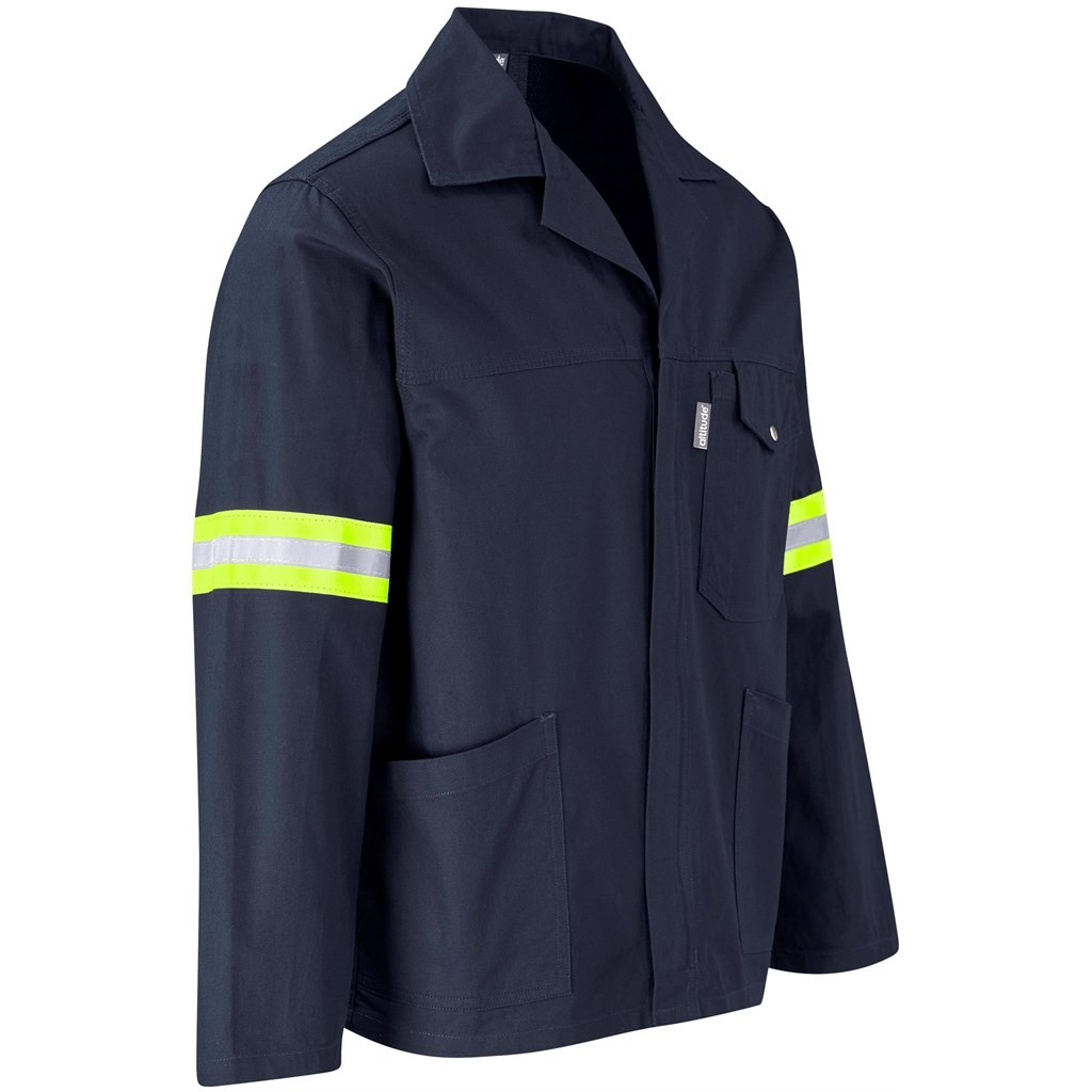 Artisan Premium 100% Cotton Jacket - Reflective Arms - Yellow Tape - Navy