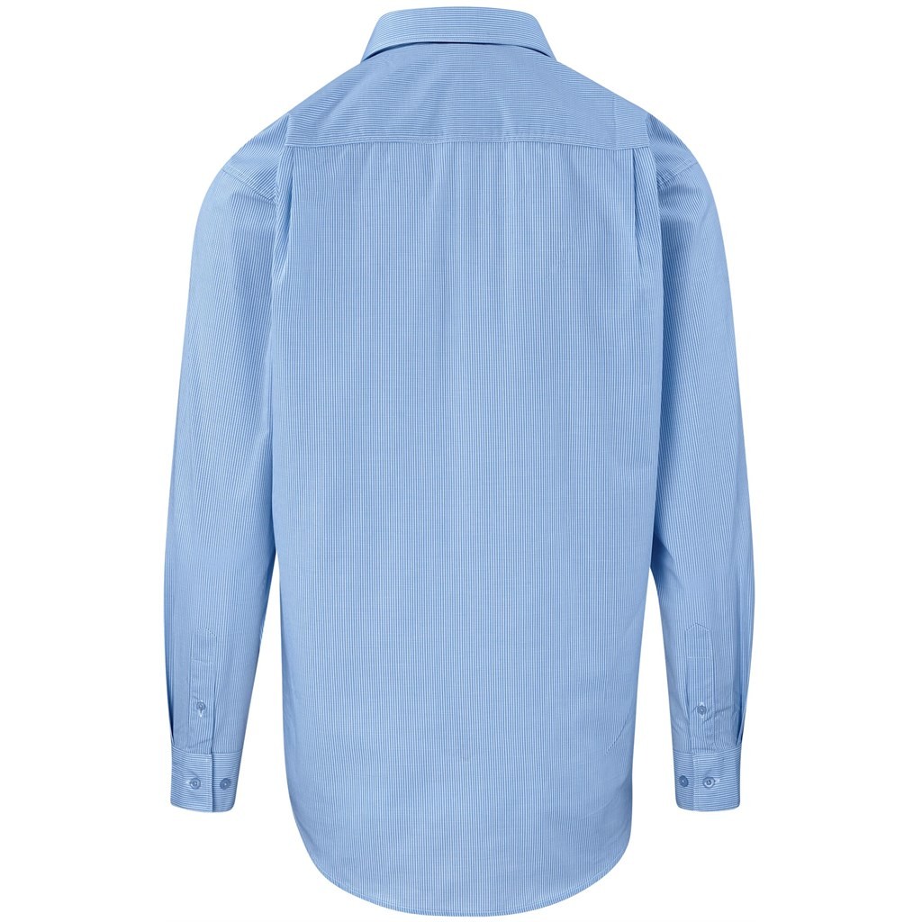 Mens Long Sleeve Micro Check Shirt - Light Blue