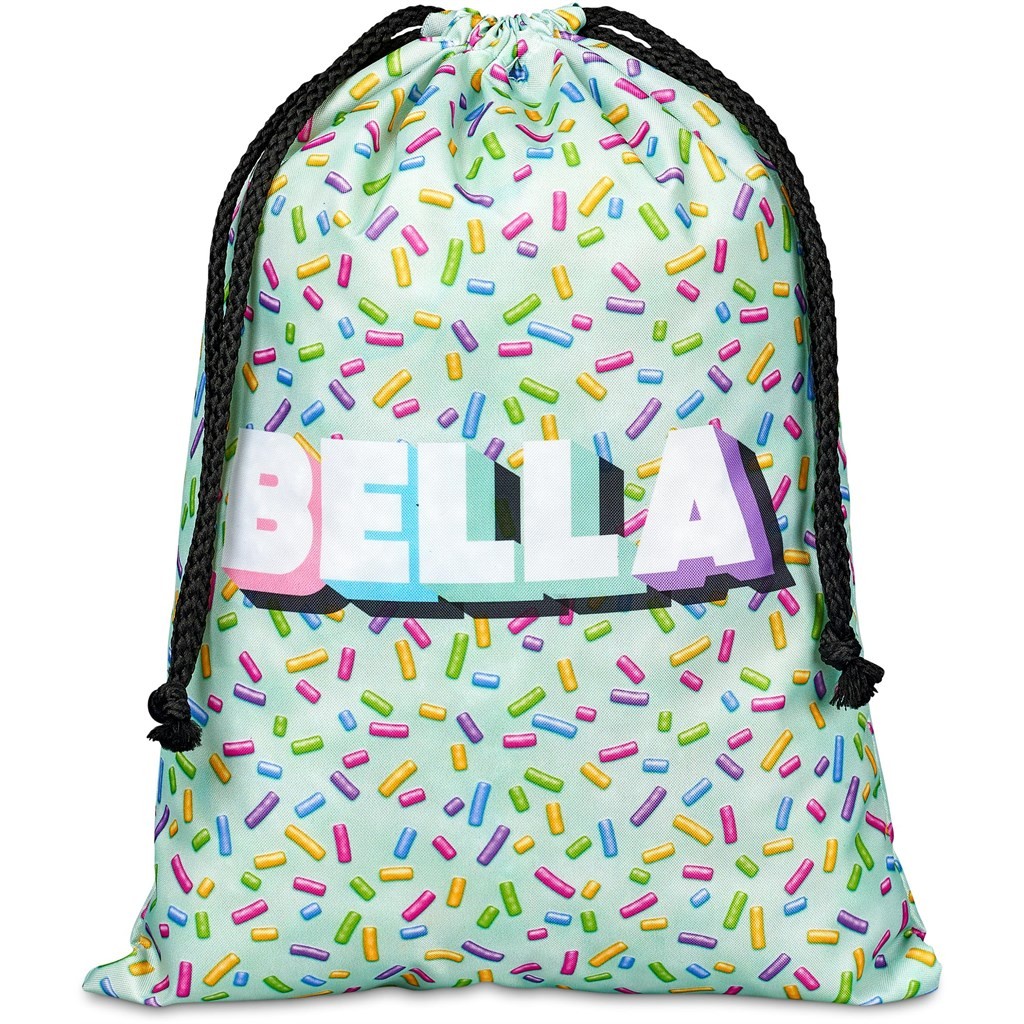 Pre-Printed Sample Hoppla Pacific Maxi Polyester Drawstring Pouch